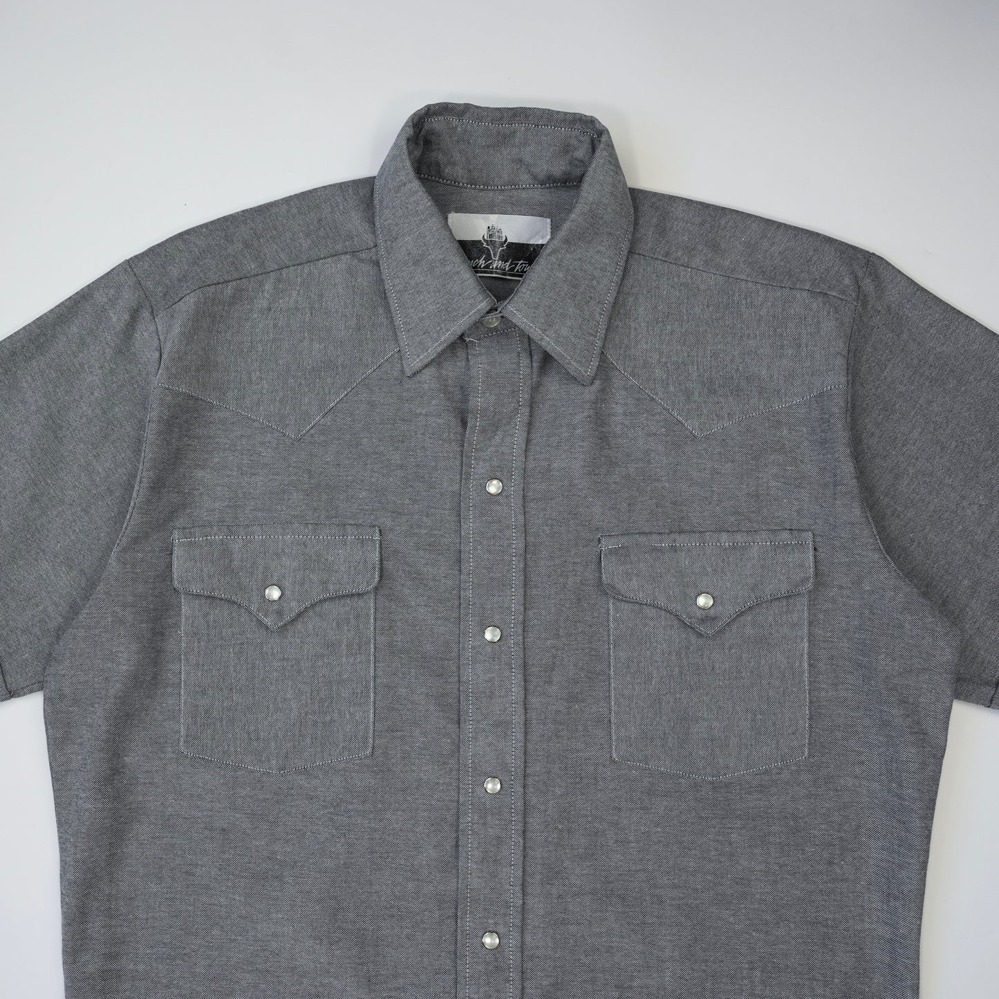 GREY RAW HEM WESTERN SHIRT