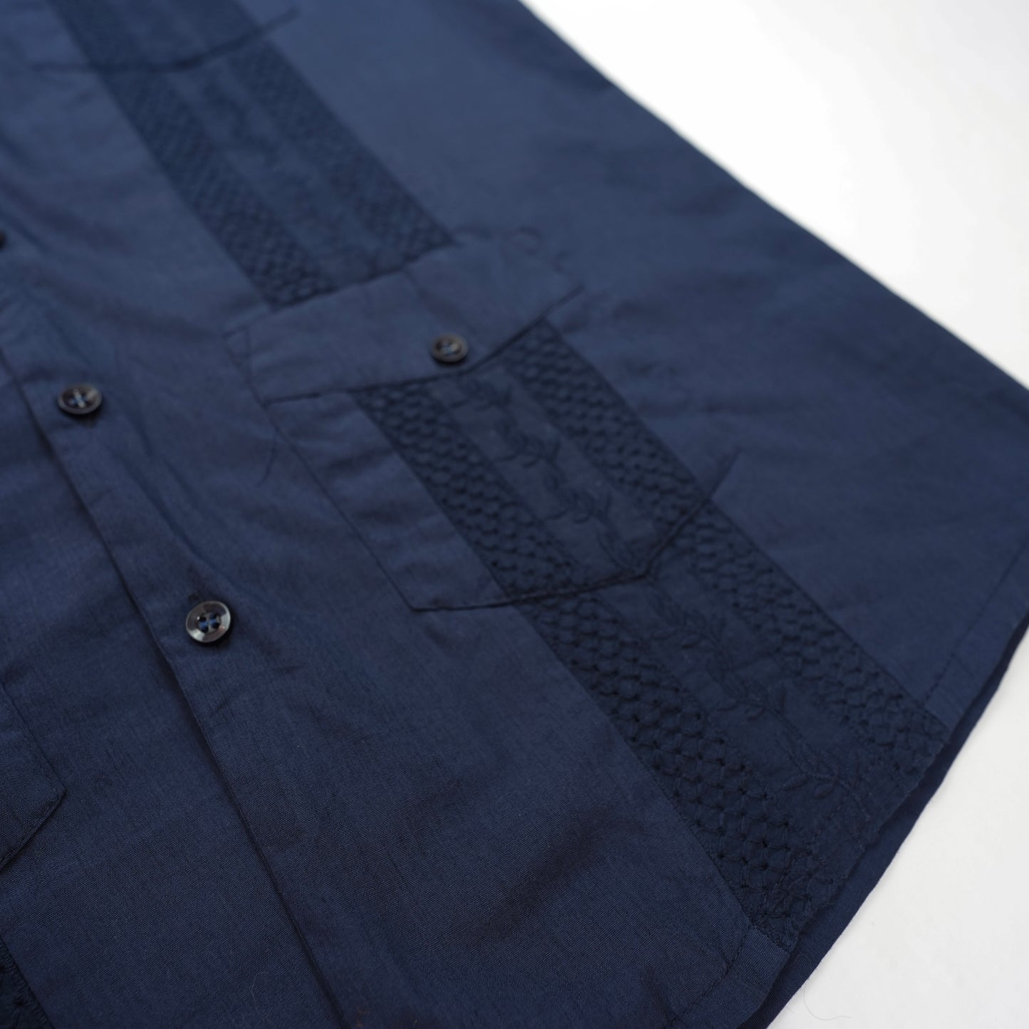 NAVY HAVANA CUBAN COLLAR SHIRT S