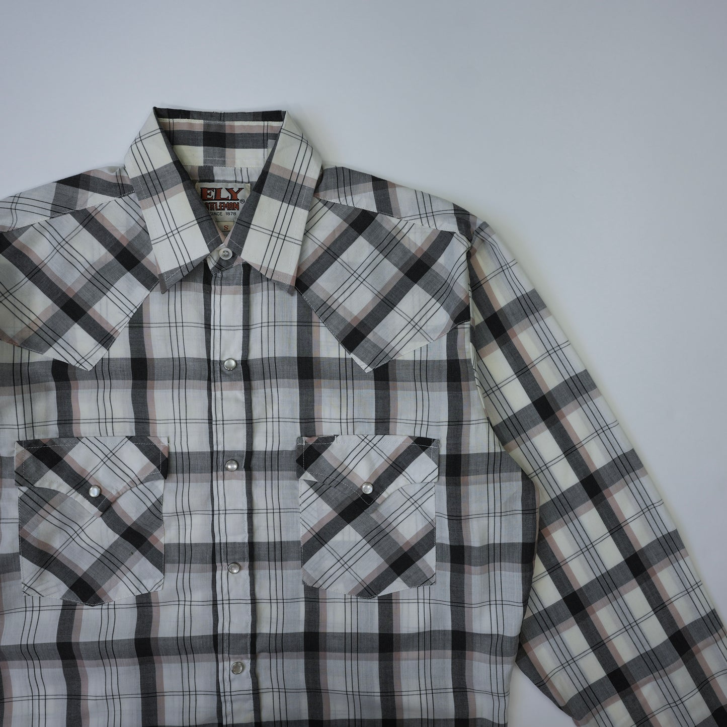 GREY CHECK WESTERN SHIRT S