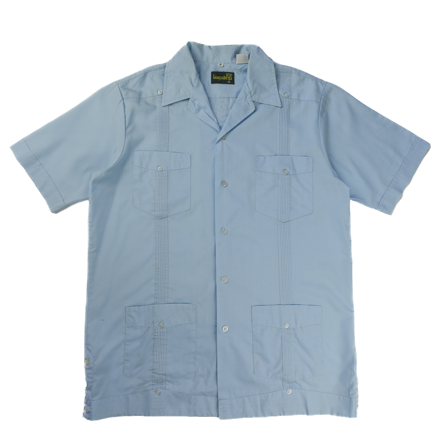 BABY BLUE CUBAN COLLAR SHIRT M