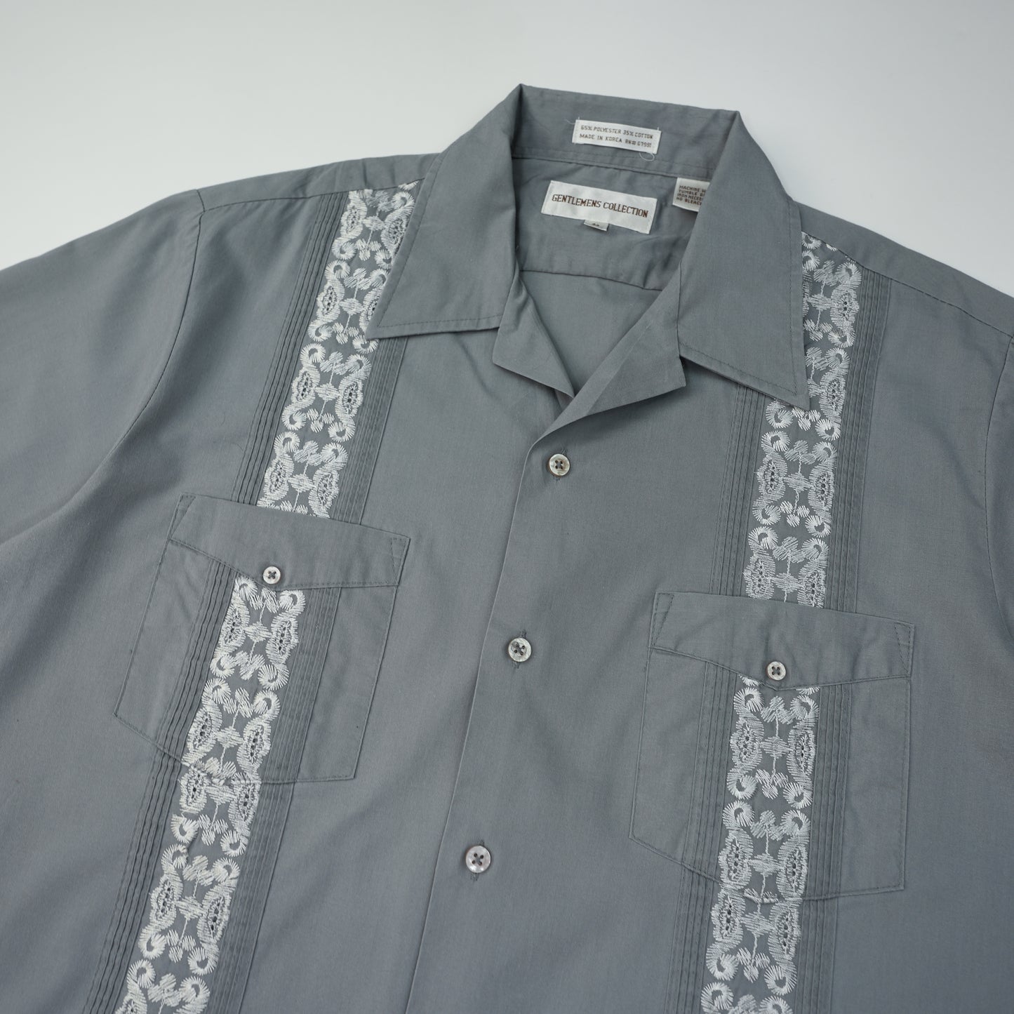 GREY AND WHITE CUBAN GUAYABERA SHIRT