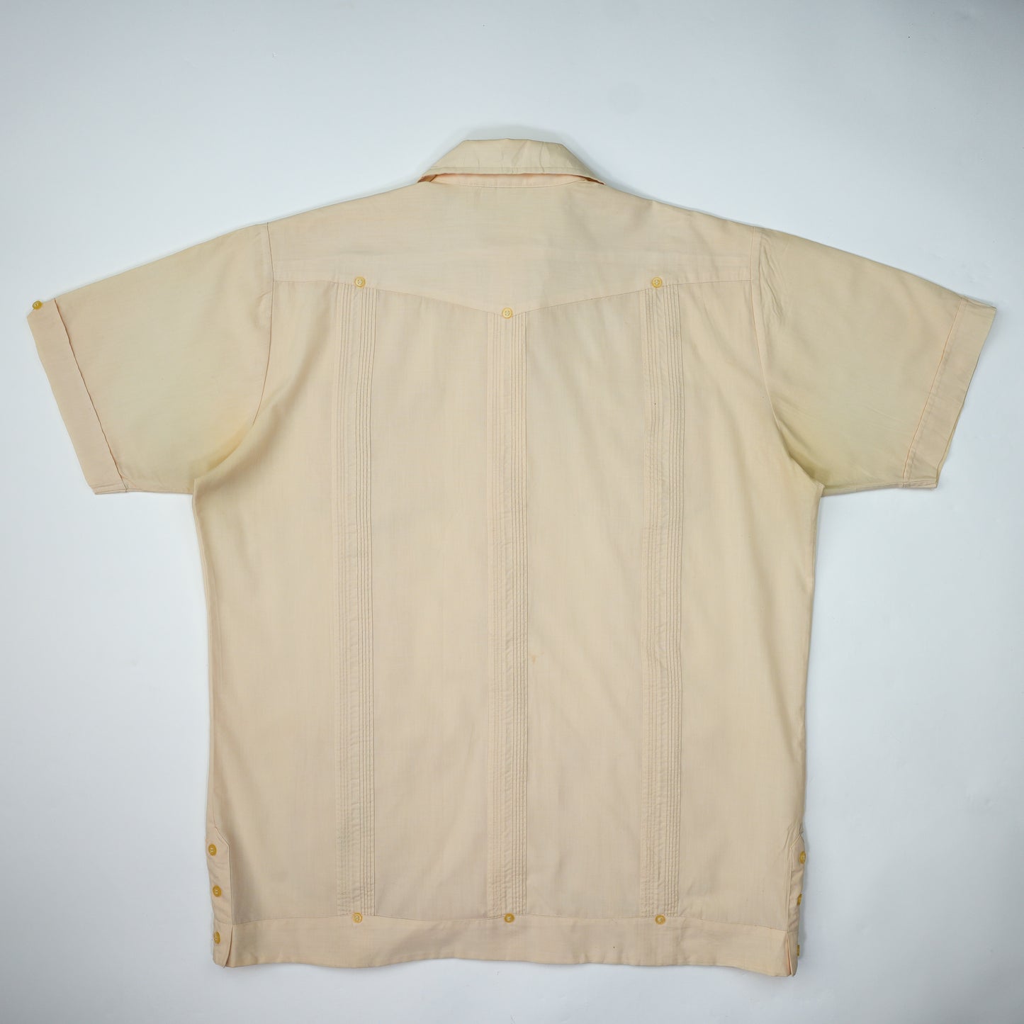 CREAM PEACH CUBAN COLLAR GUAYABERA SHIRT L