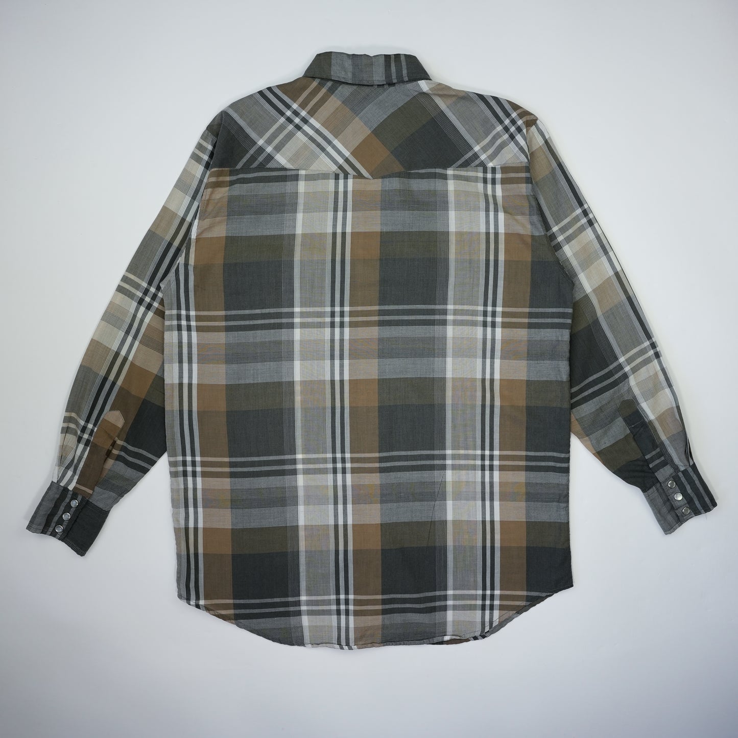 BROWN CHECK WESTERN SHIRT M