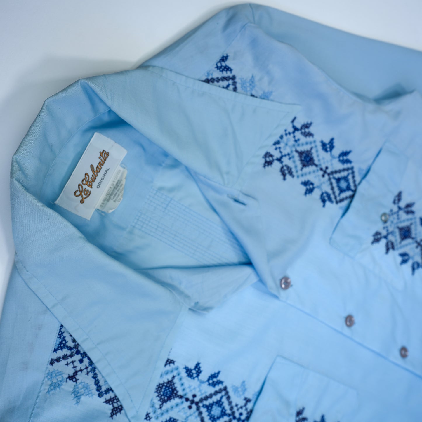 BLUE CUBAN GUAYABERA SHIRT