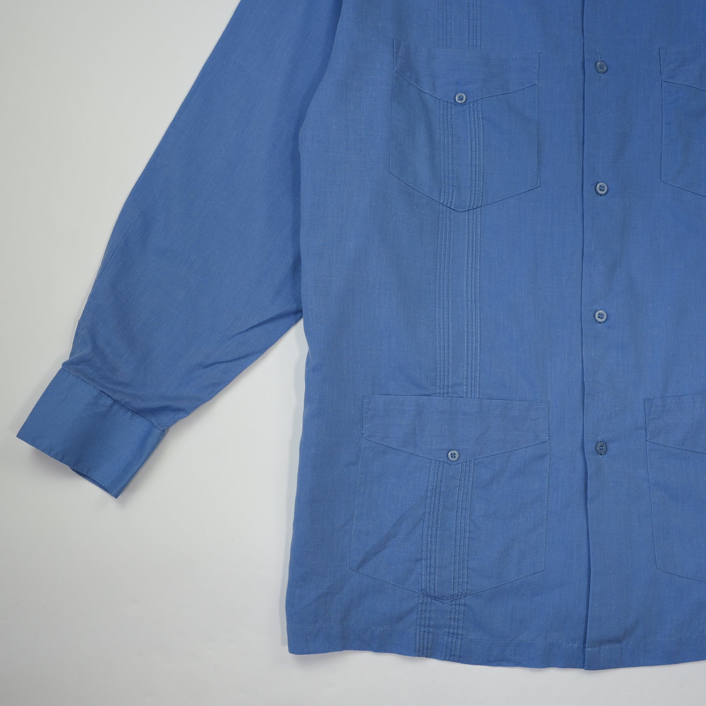 COBALT BLUE CUBAN COLLAR SHIRT