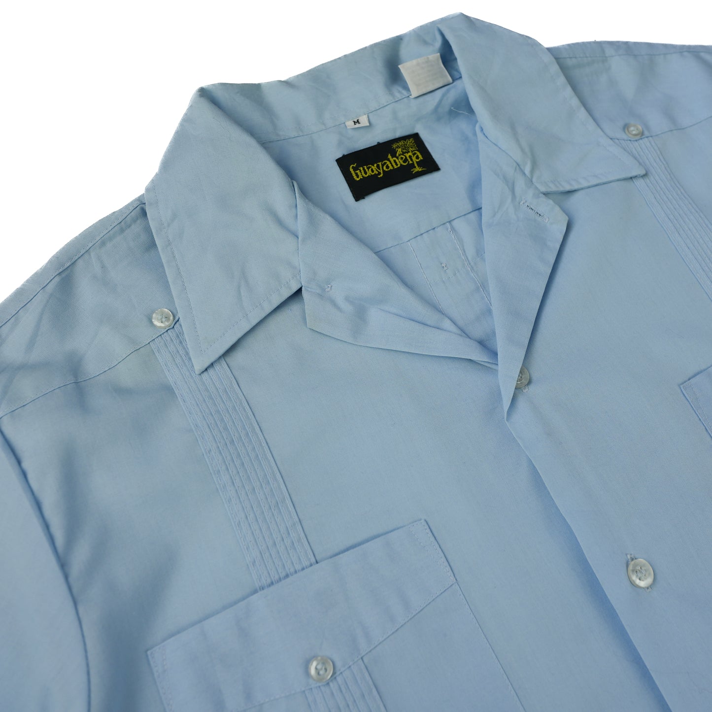 BABY BLUE CUBAN COLLAR SHIRT M