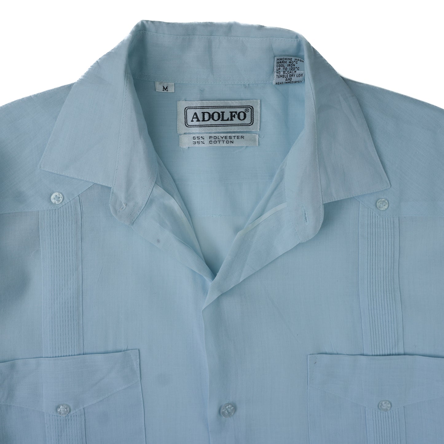 SKY BLUE LS CUBAN COLLAR SHIRT M