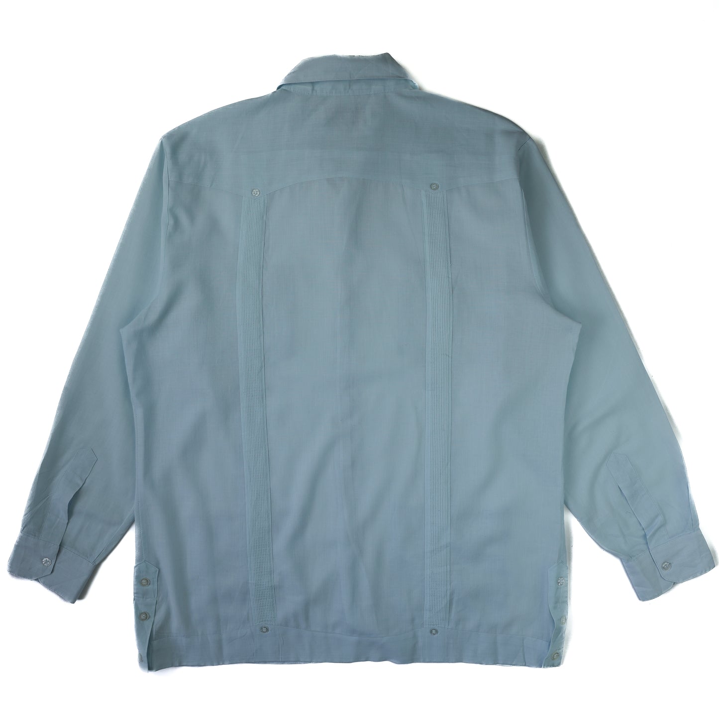 SKY BLUE LS CUBAN COLLAR SHIRT M
