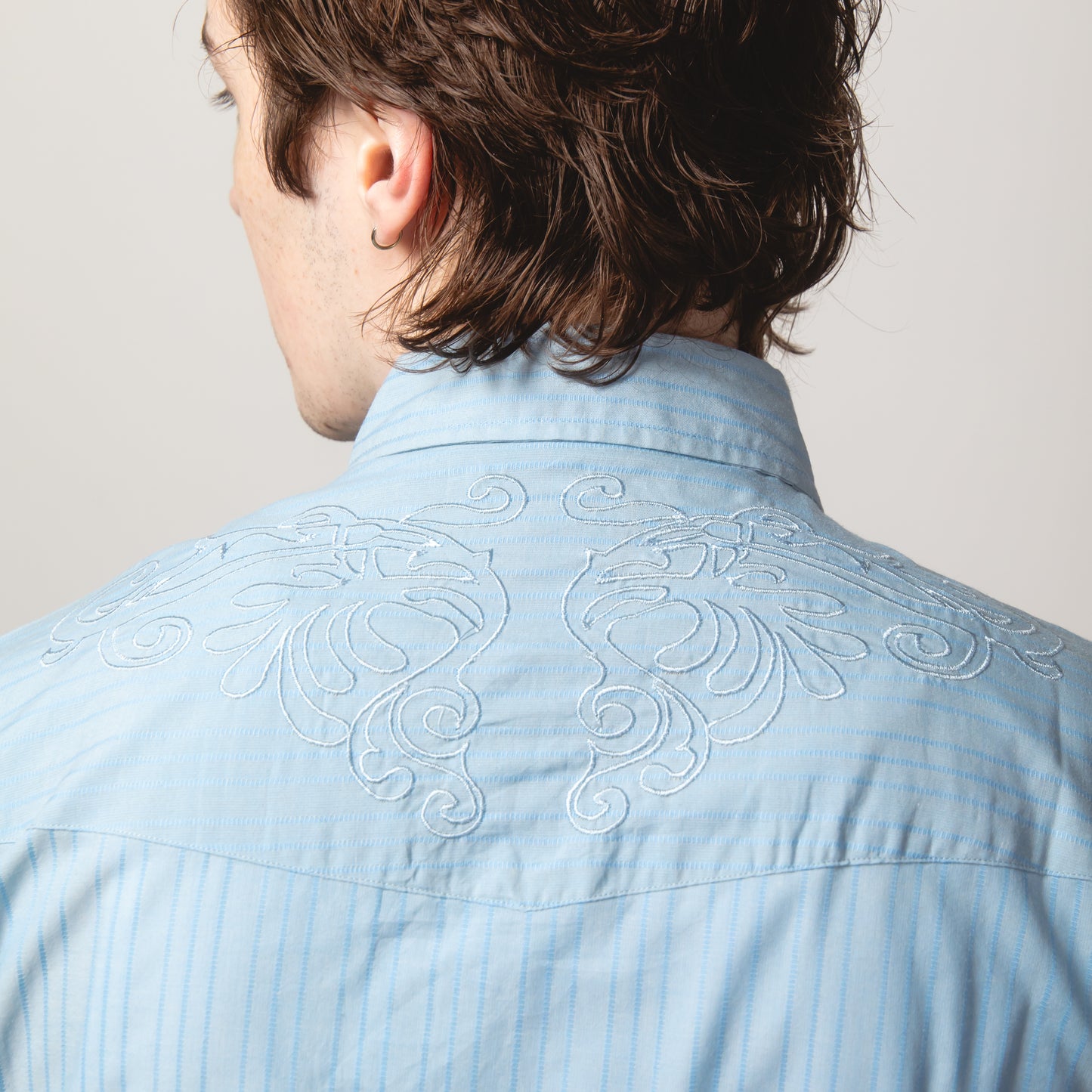 BLUE STRIPE WESTERN SHIRT M