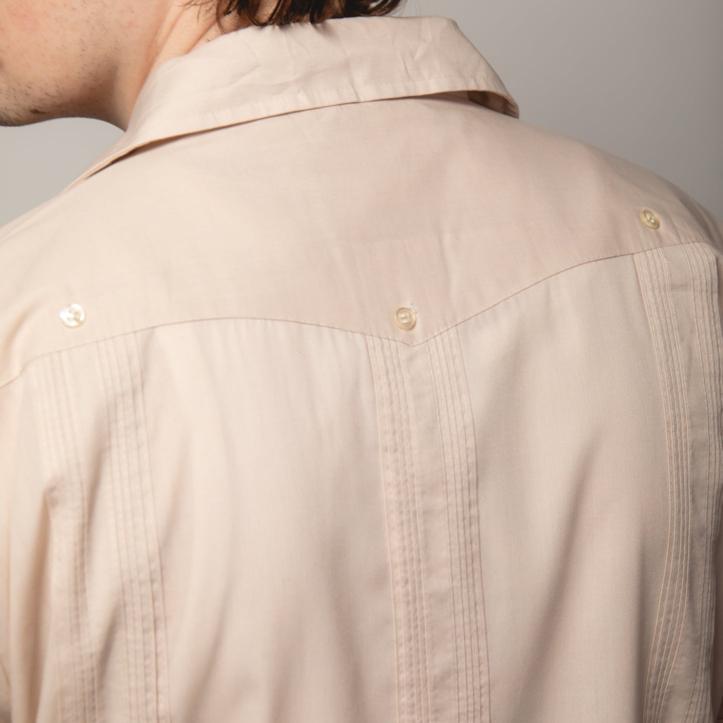 BEIGE & BROWN GUAYBERA SHIRT M
