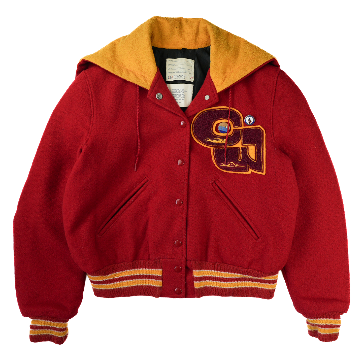 1960S RED USA SWIMMING VARSITY JACKET S