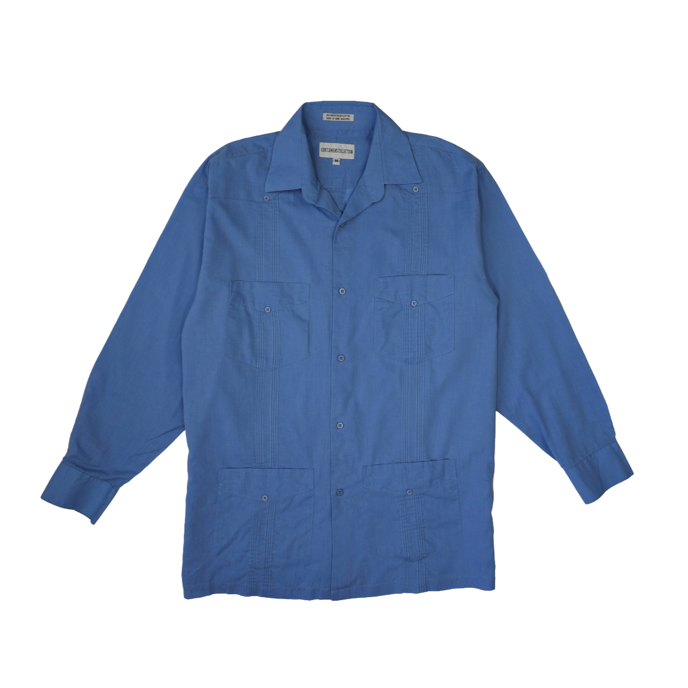 COBALT BLUE CUBAN COLLAR SHIRT