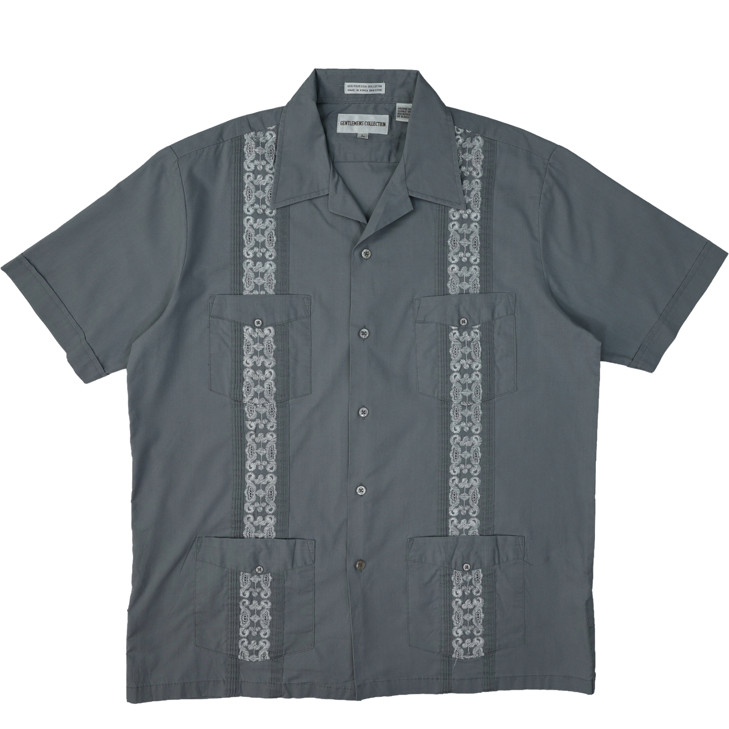 GREY AND WHITE CUBAN GUAYABERA SHIRT