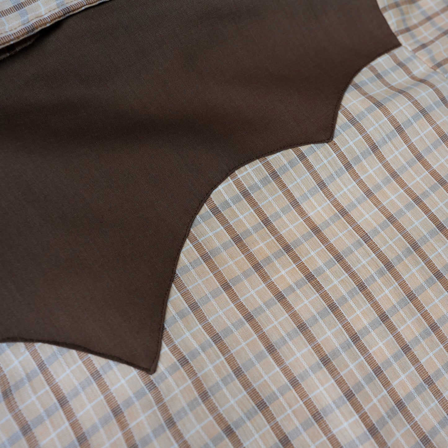 BROWN CHECK PANEL WESTERN SHIRT
