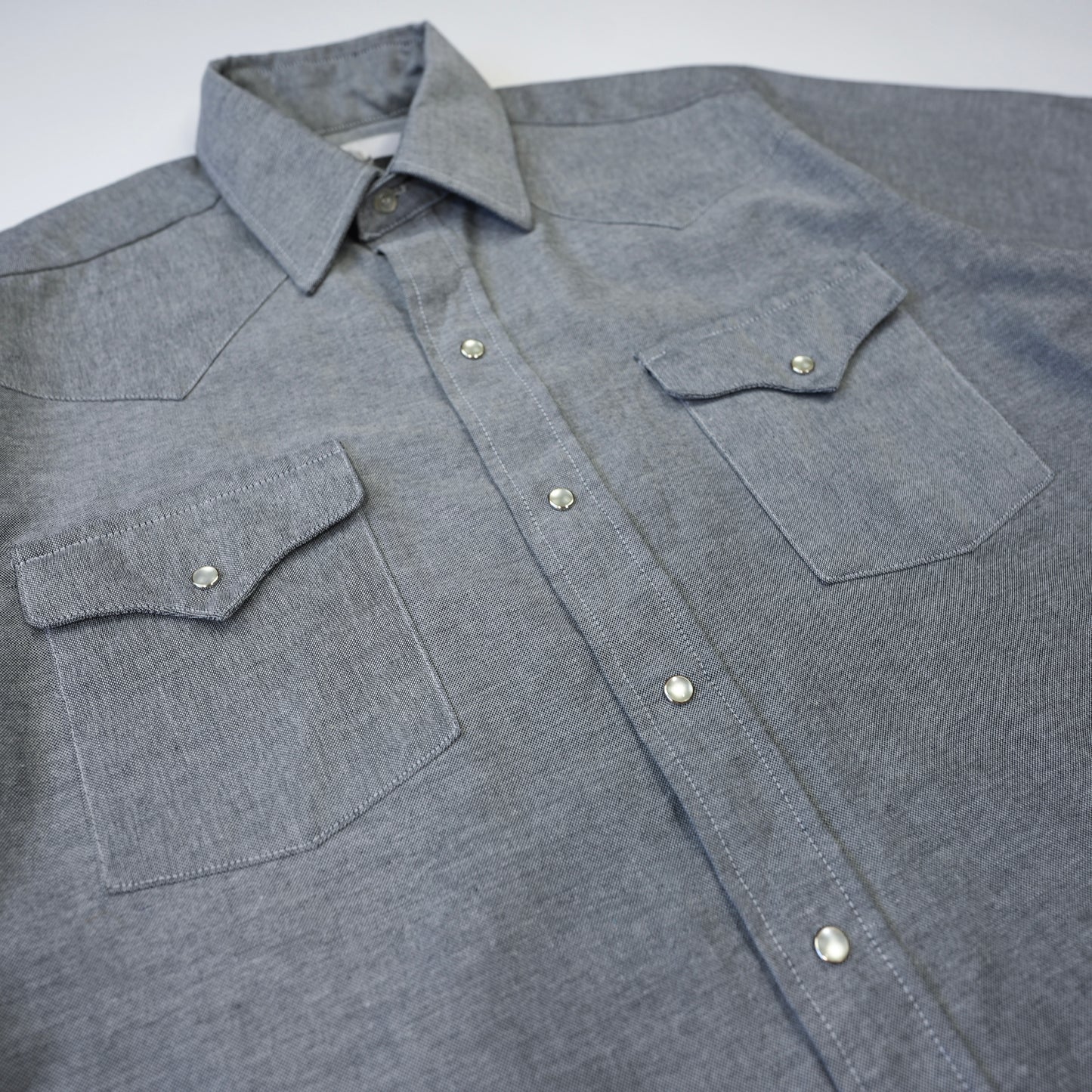 GREY RAW HEM WESTERN SHIRT