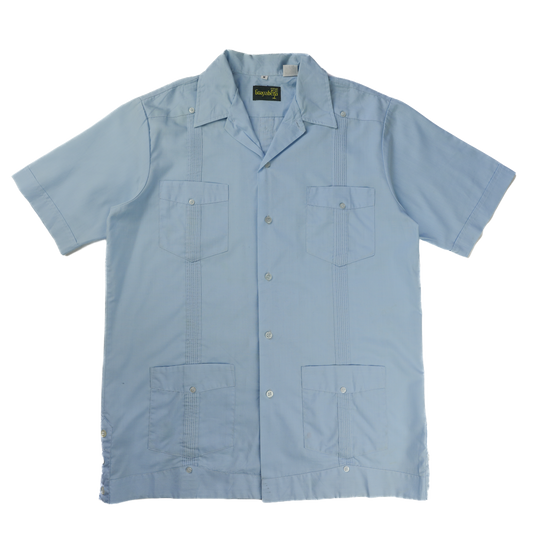 BABY BLUE CUBAN COLLAR SHIRT M