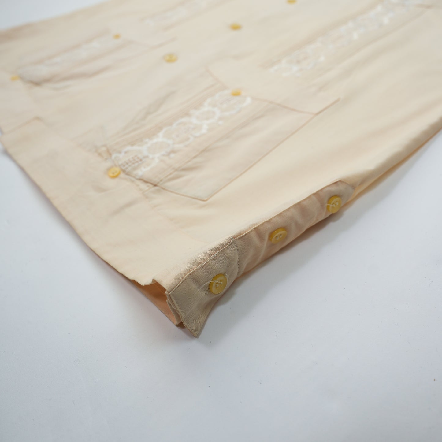 CREAM CUBAN COLLAR GUAYABERA SHIRT