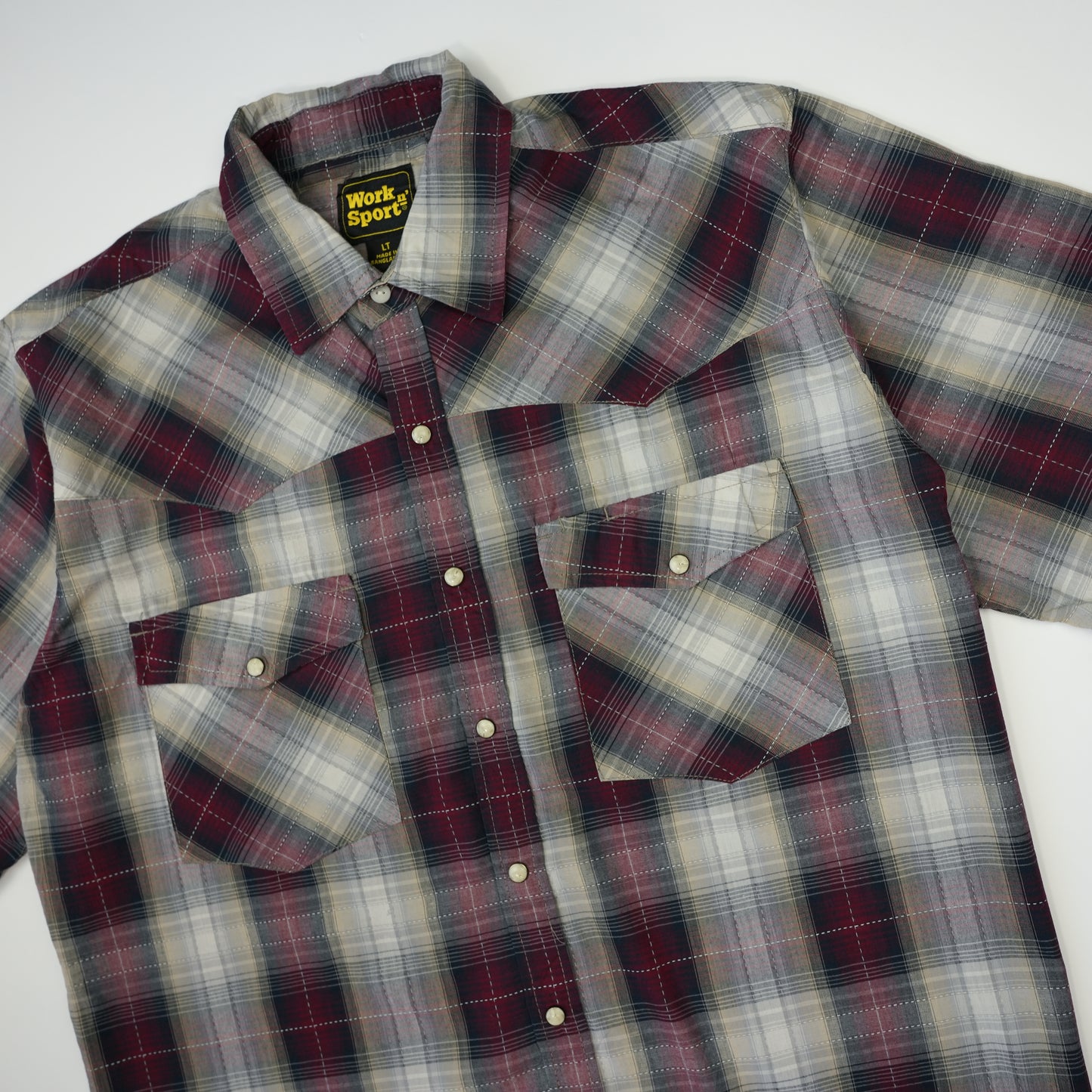 BURGUNDY CHECK WESTERN SHIRT