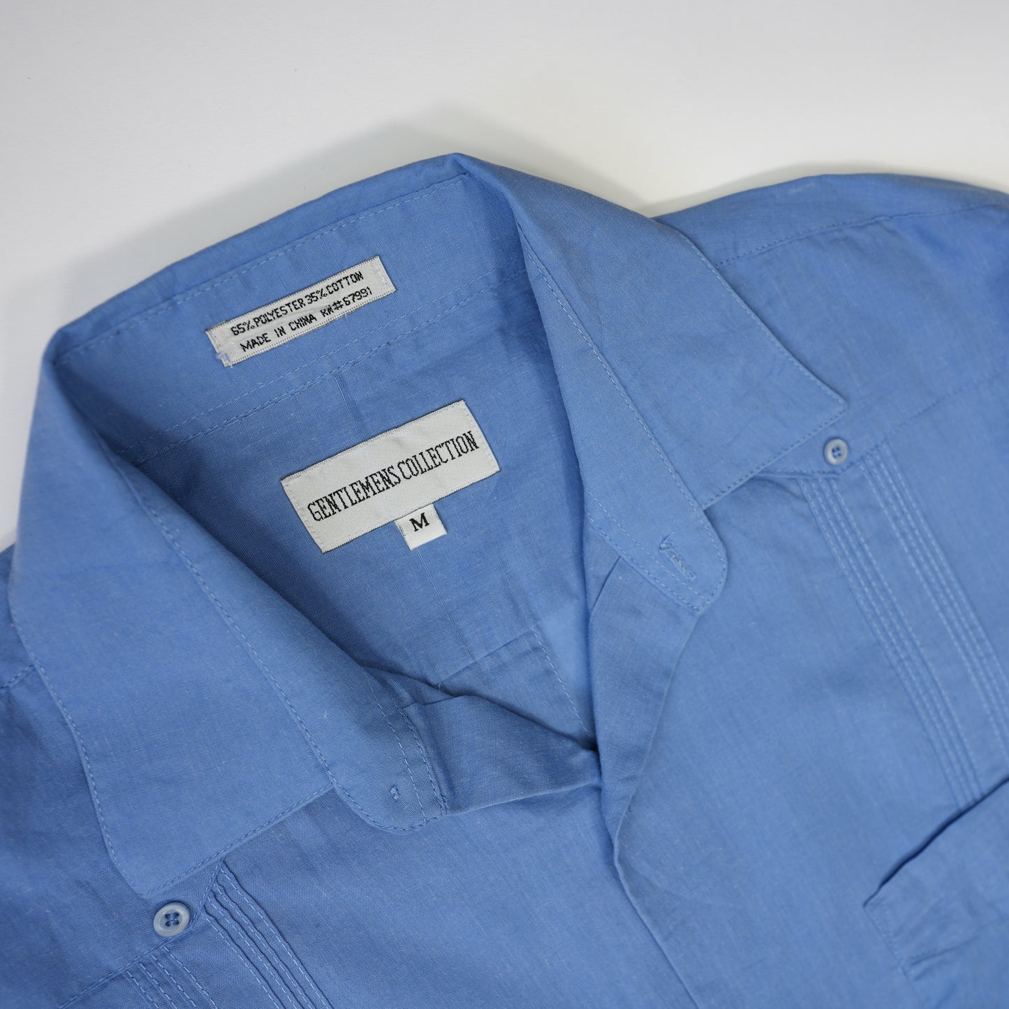 COBALT BLUE CUBAN COLLAR SHIRT
