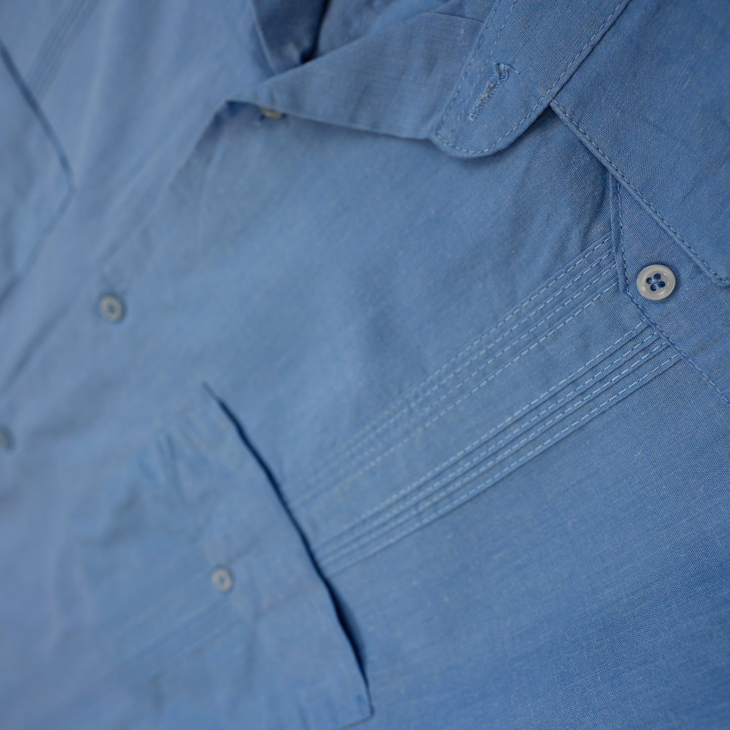 COBALT BLUE CUBAN COLLAR SHIRT
