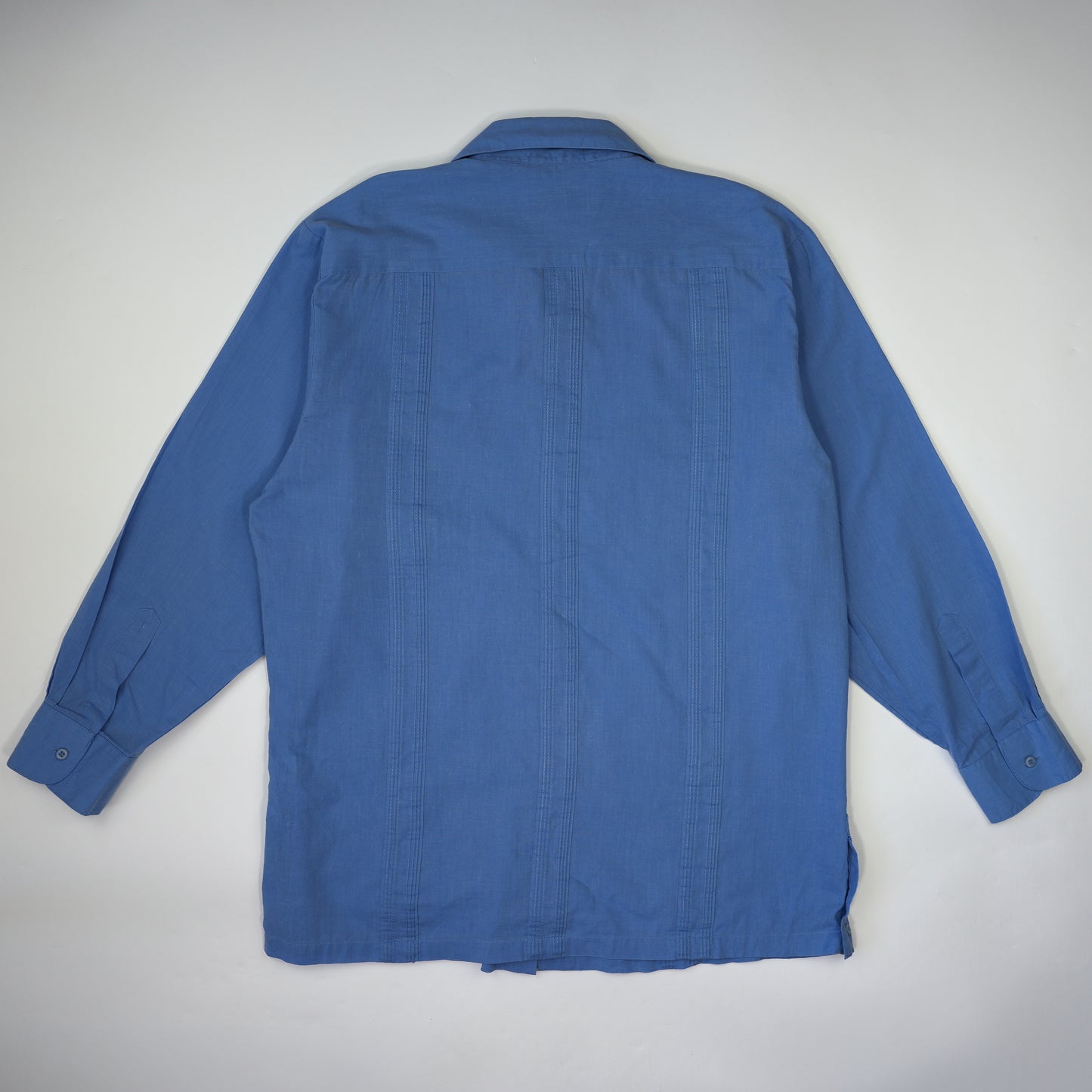 COBALT BLUE CUBAN COLLAR SHIRT