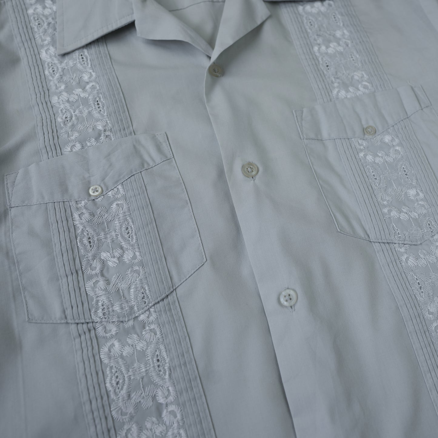 GREY CUBAN COLLAR SHIRT S