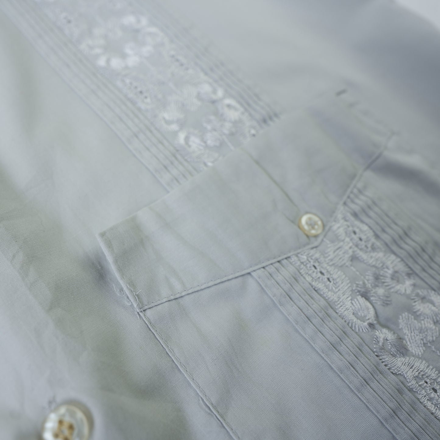 GREY CUBAN COLLAR SHIRT S