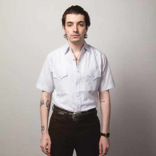 WHITE CHECK WESTERN SHIRT S