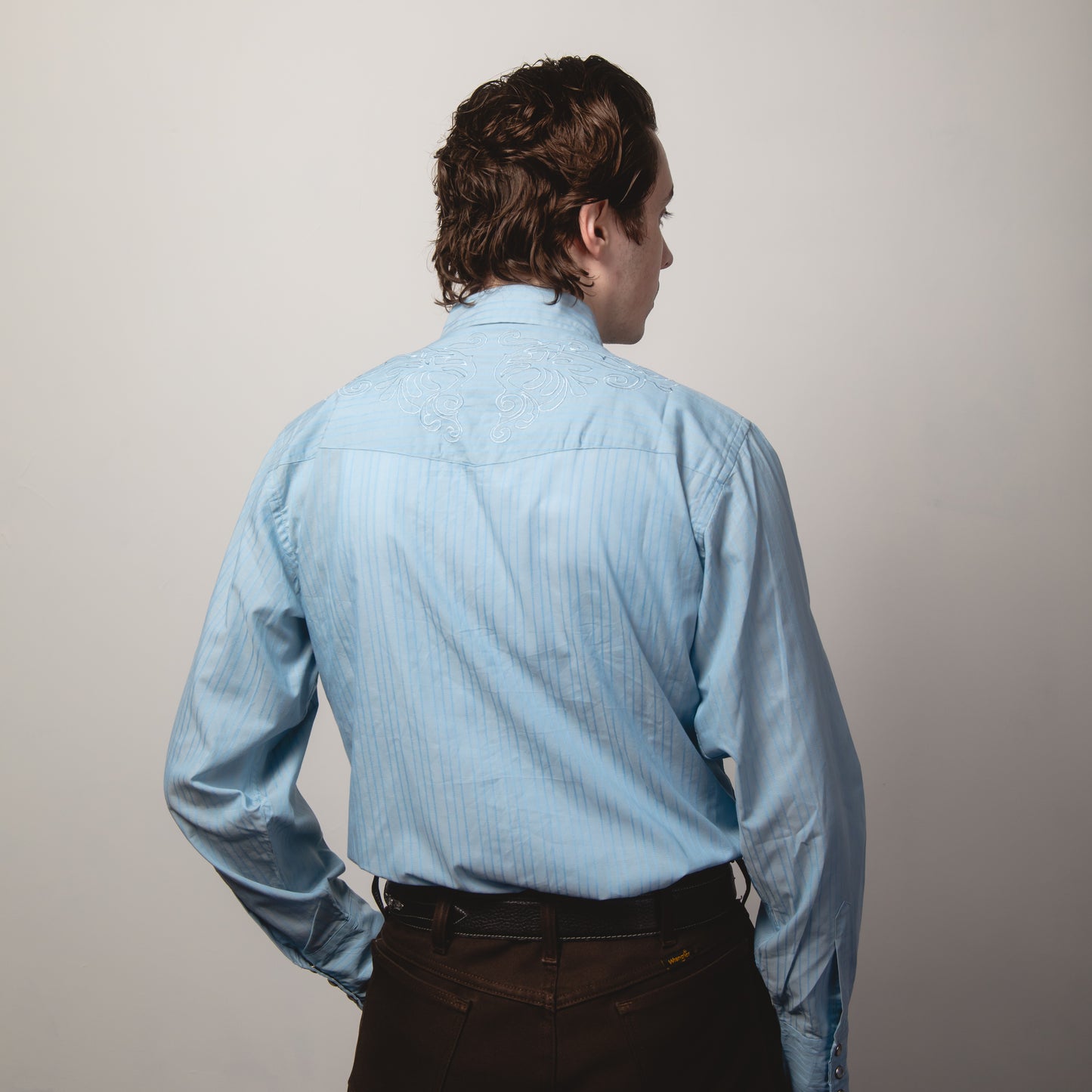 BLUE STRIPE WESTERN SHIRT M