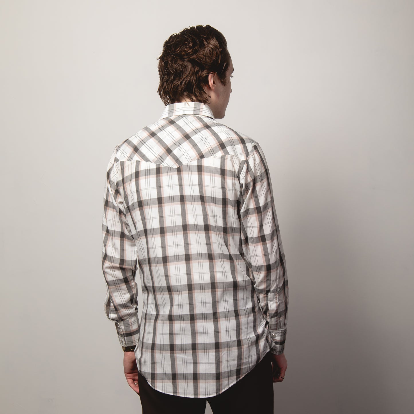 GREY CHECK WESTERN SHIRT S