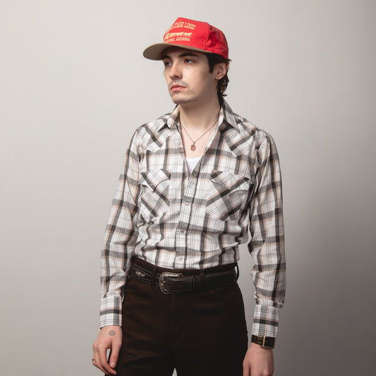 GREY CHECK WESTERN SHIRT S