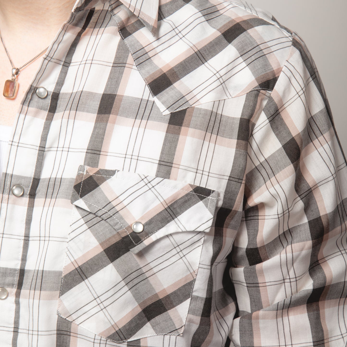 GREY CHECK WESTERN SHIRT S