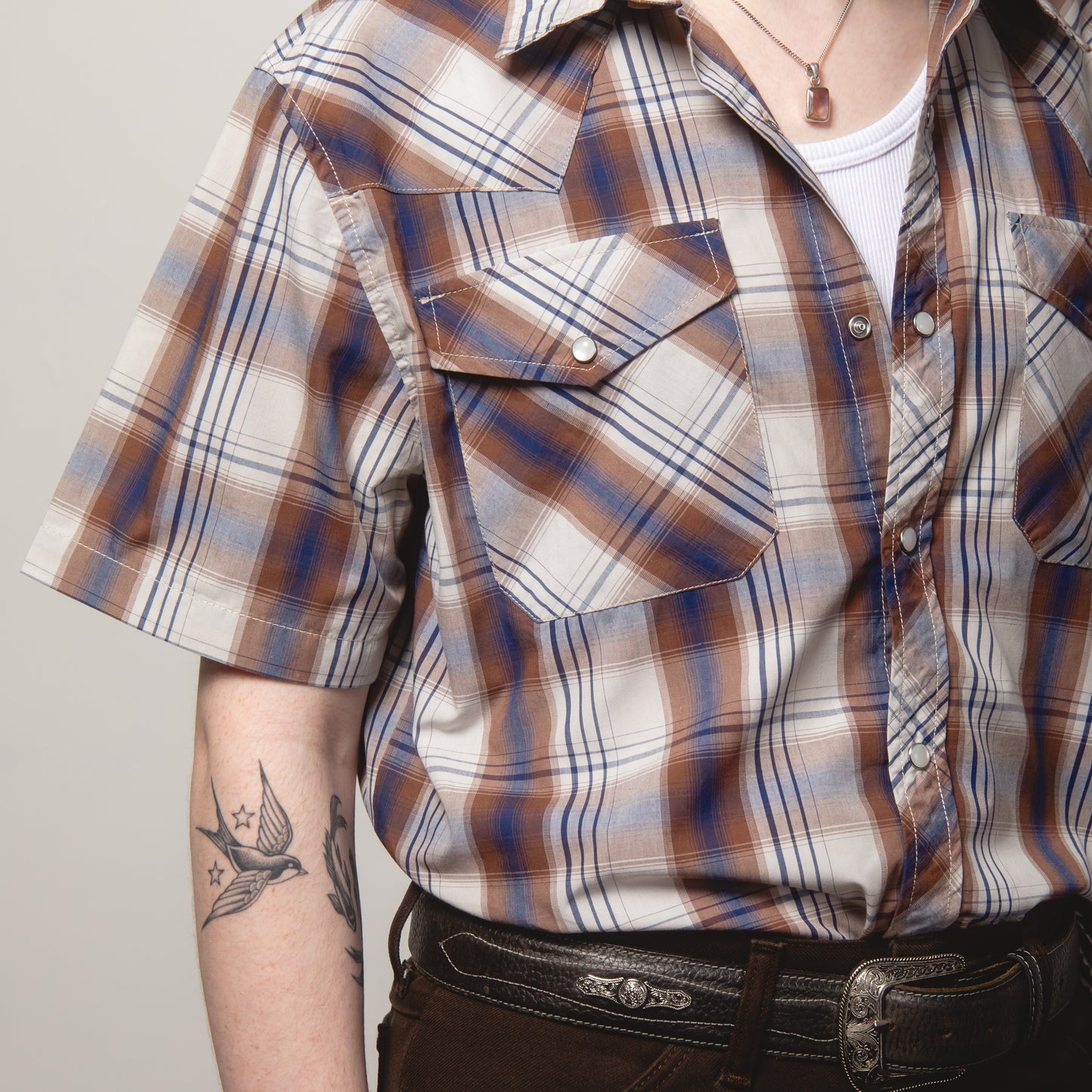 CHECK WESTERN SHIRT M