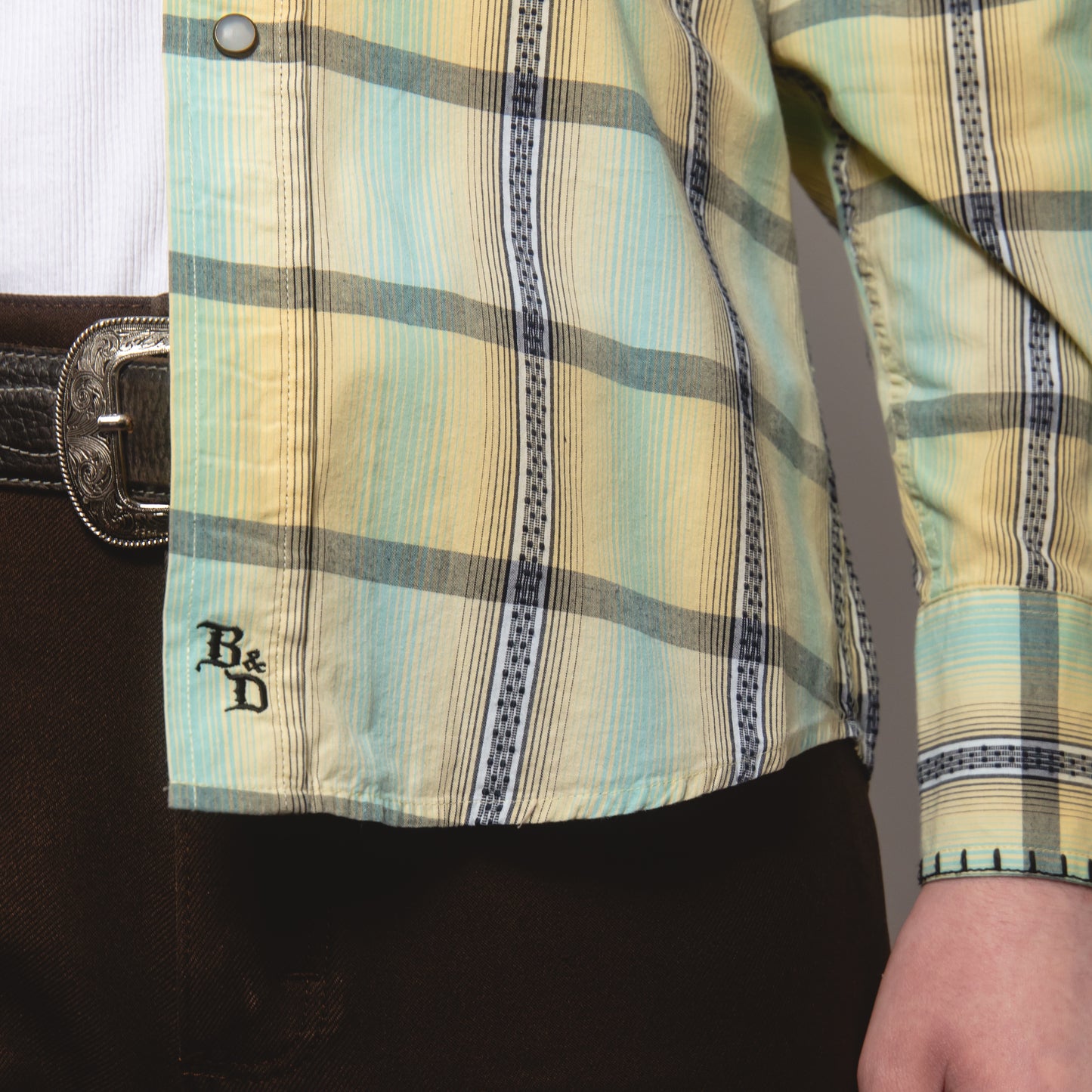 B&D CHECK WESTERN RANCH SHIRT S
