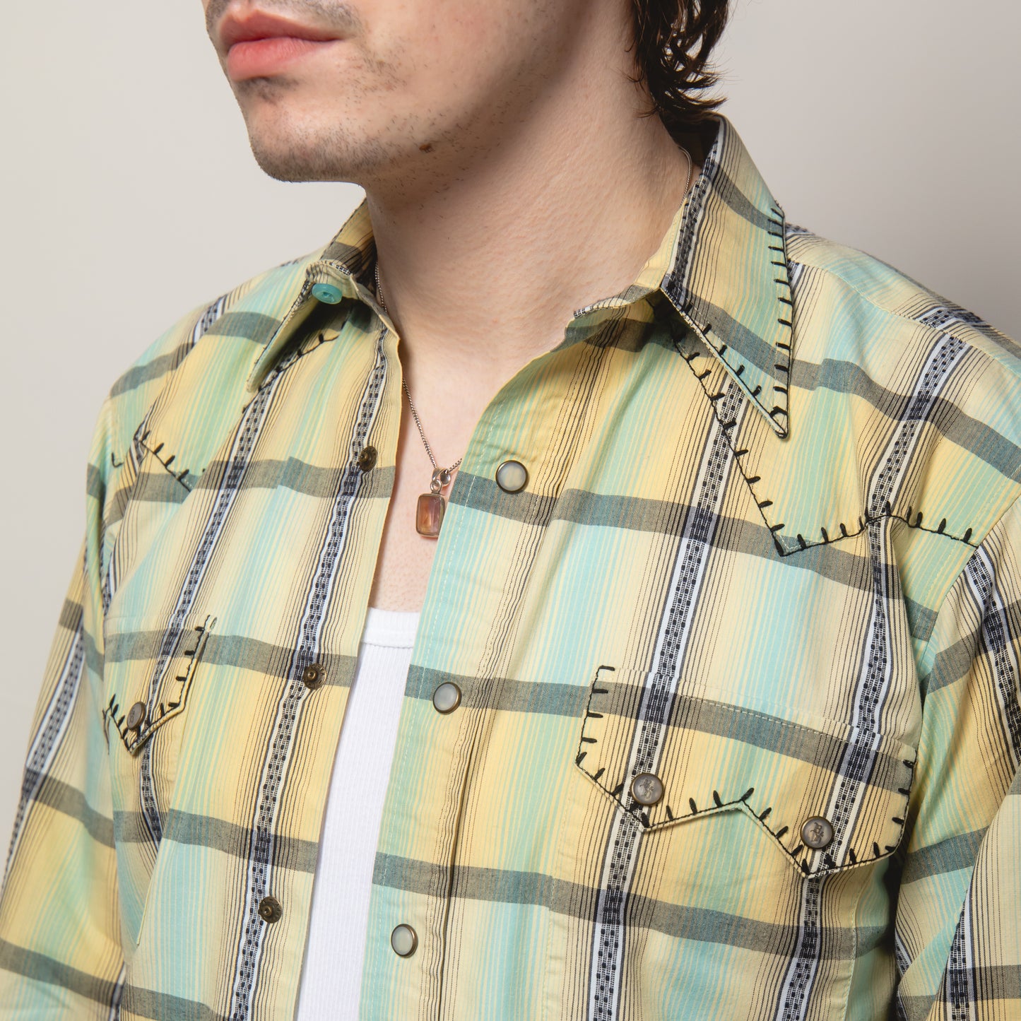 B&D CHECK WESTERN RANCH SHIRT S
