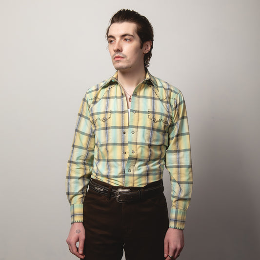 B&D CHECK WESTERN RANCH SHIRT S