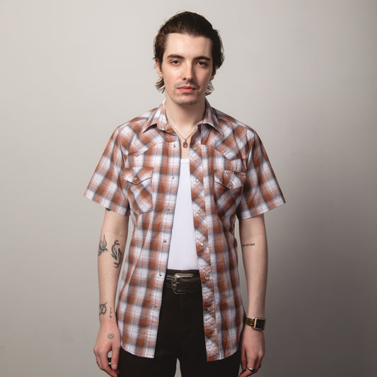 CHECK WRANGLER WESTERN SHIRT M