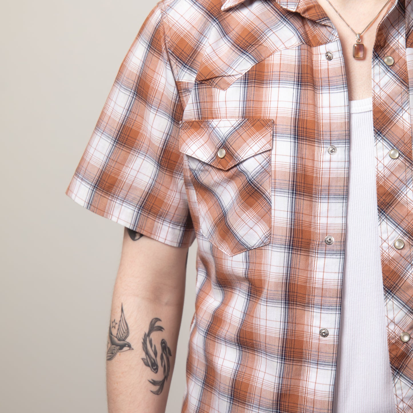 CHECK WRANGLER WESTERN SHIRT M