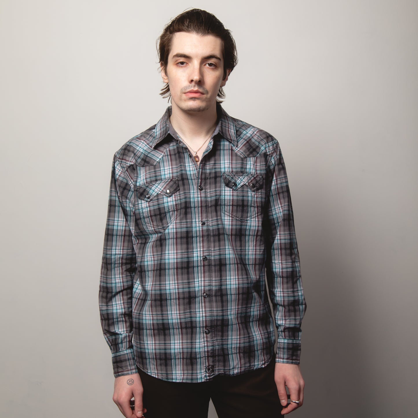 BRAD PAISLEY CHECK WESTERN SHIRT M
