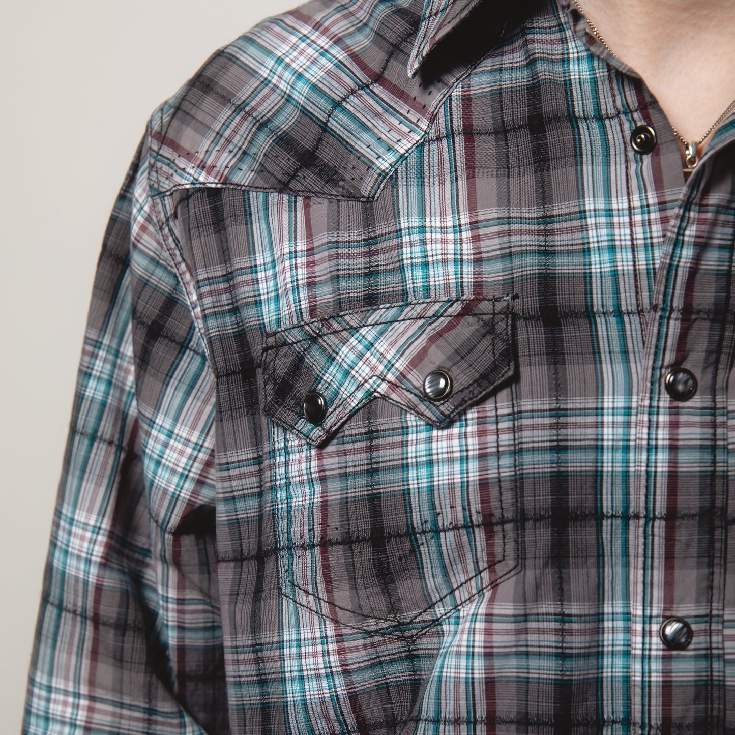 BRAD PAISLEY CHECK WESTERN SHIRT M