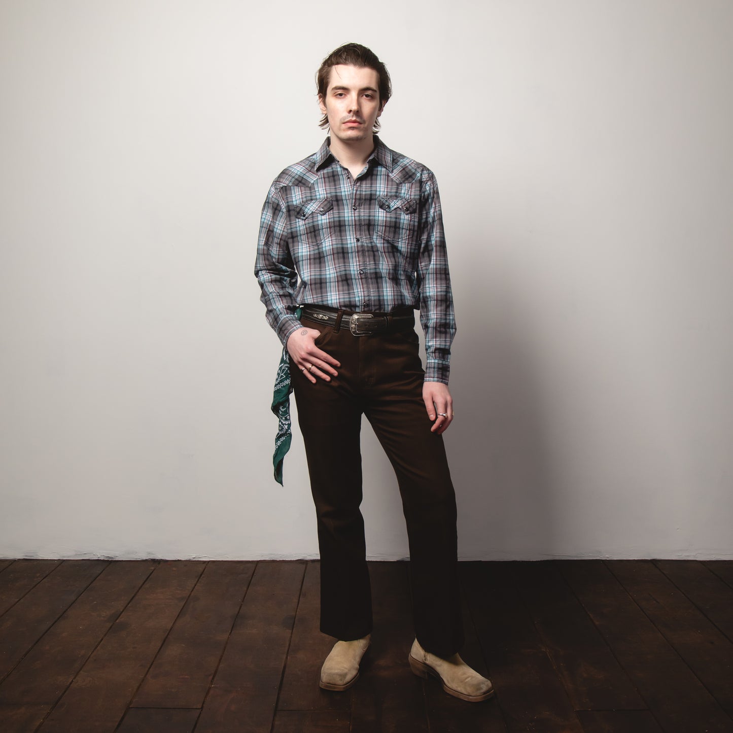 BRAD PAISLEY CHECK WESTERN SHIRT M