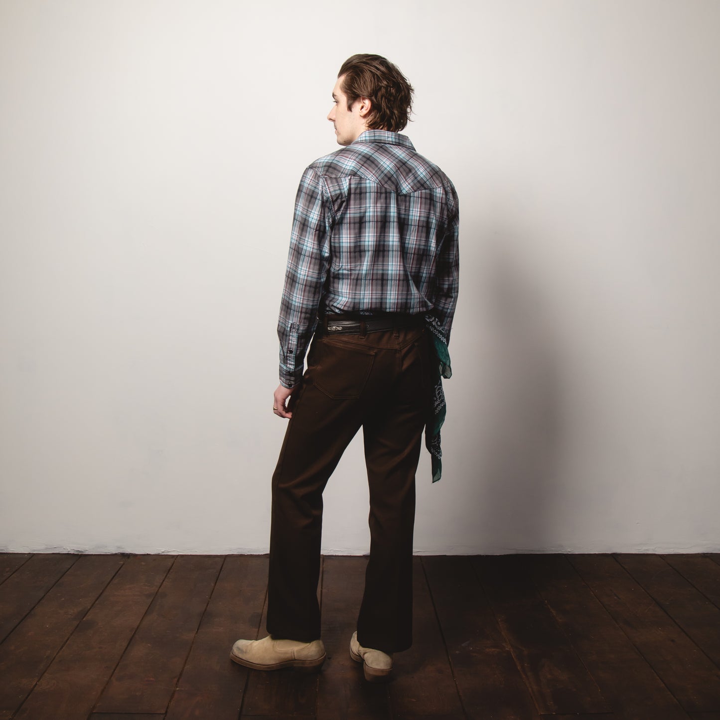 BRAD PAISLEY CHECK WESTERN SHIRT M
