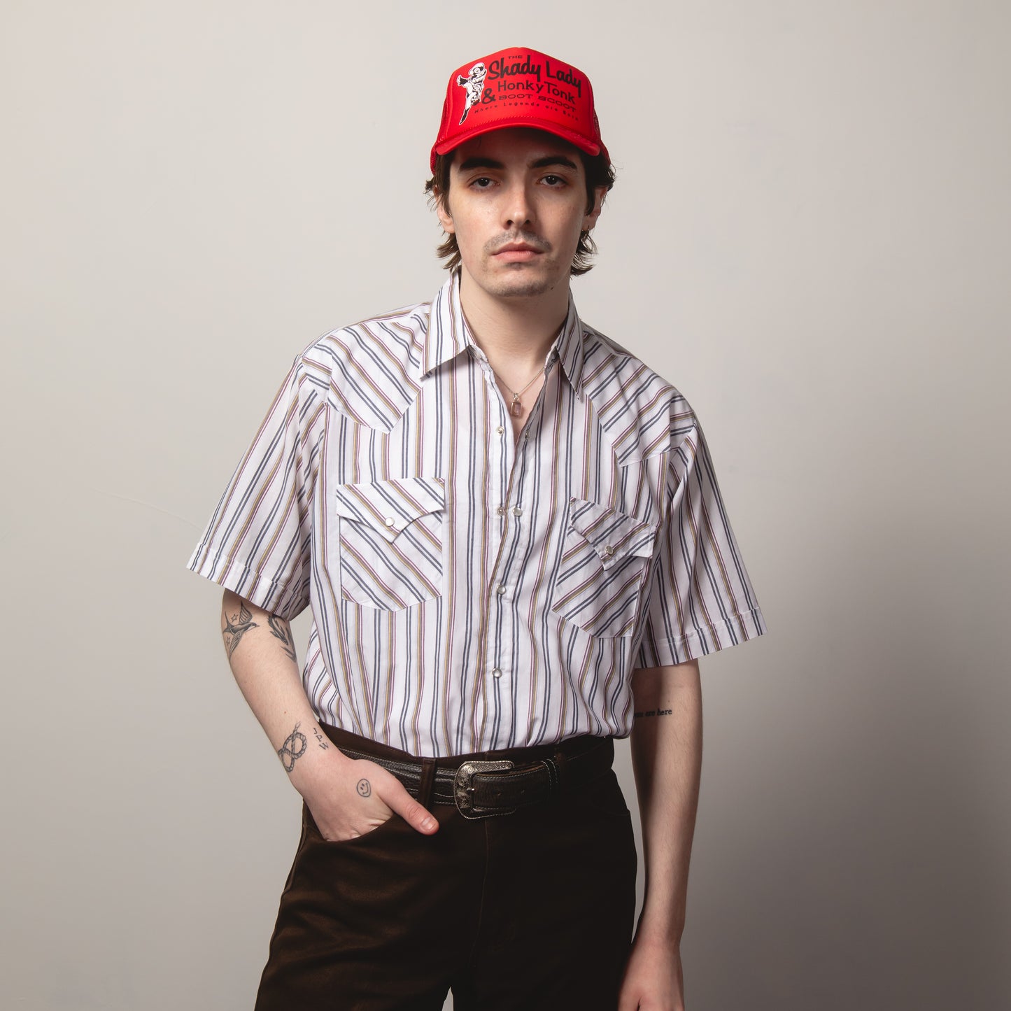 PLAINS STRIPE WESTERN SHIRT L