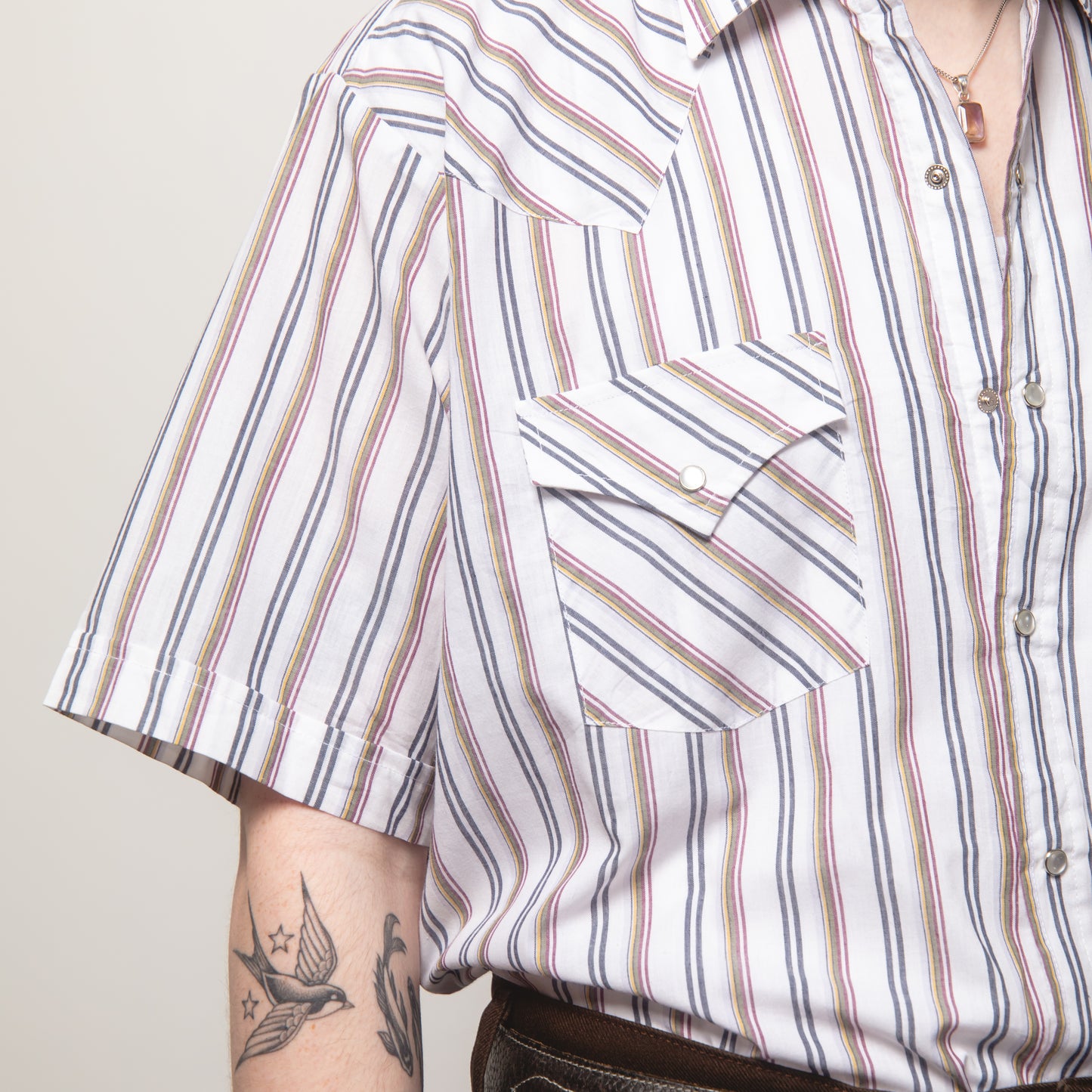 PLAINS STRIPE WESTERN SHIRT L