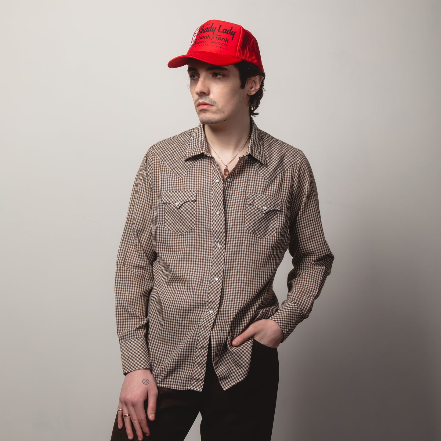 MICRO-CHECK WESTERN SHIRT M