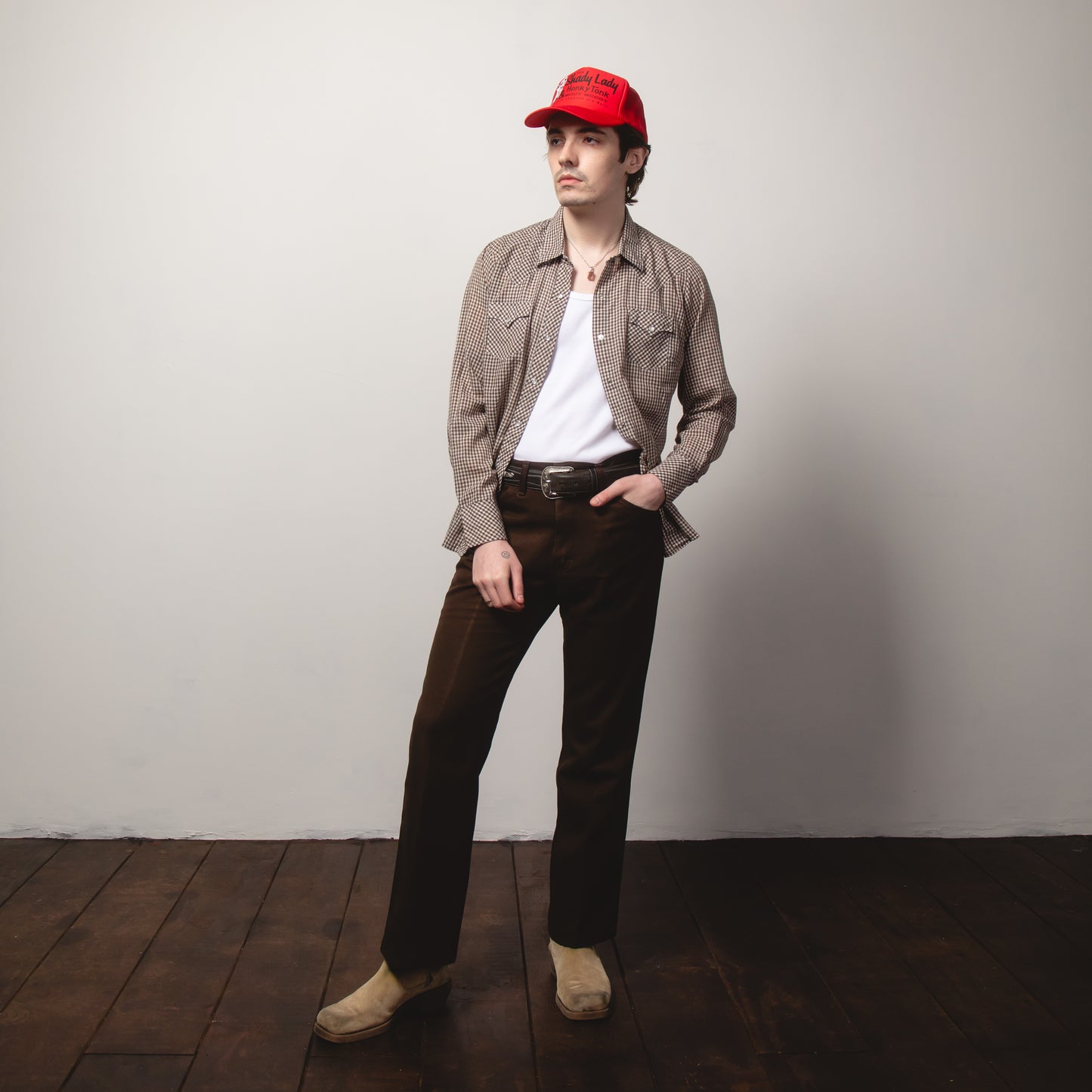 MICRO-CHECK WESTERN SHIRT M