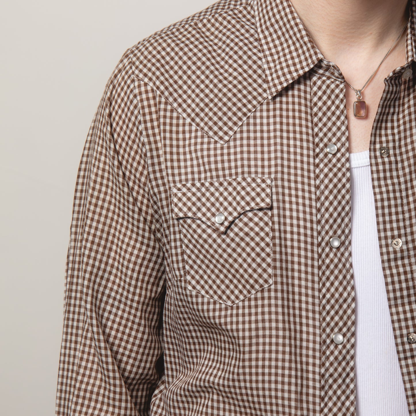 MICRO-CHECK WESTERN SHIRT M