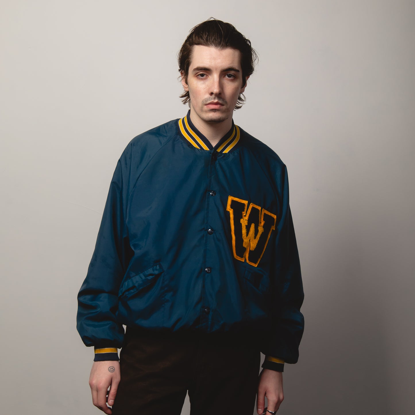 NAVY WOODS VARSITY JACKET XL