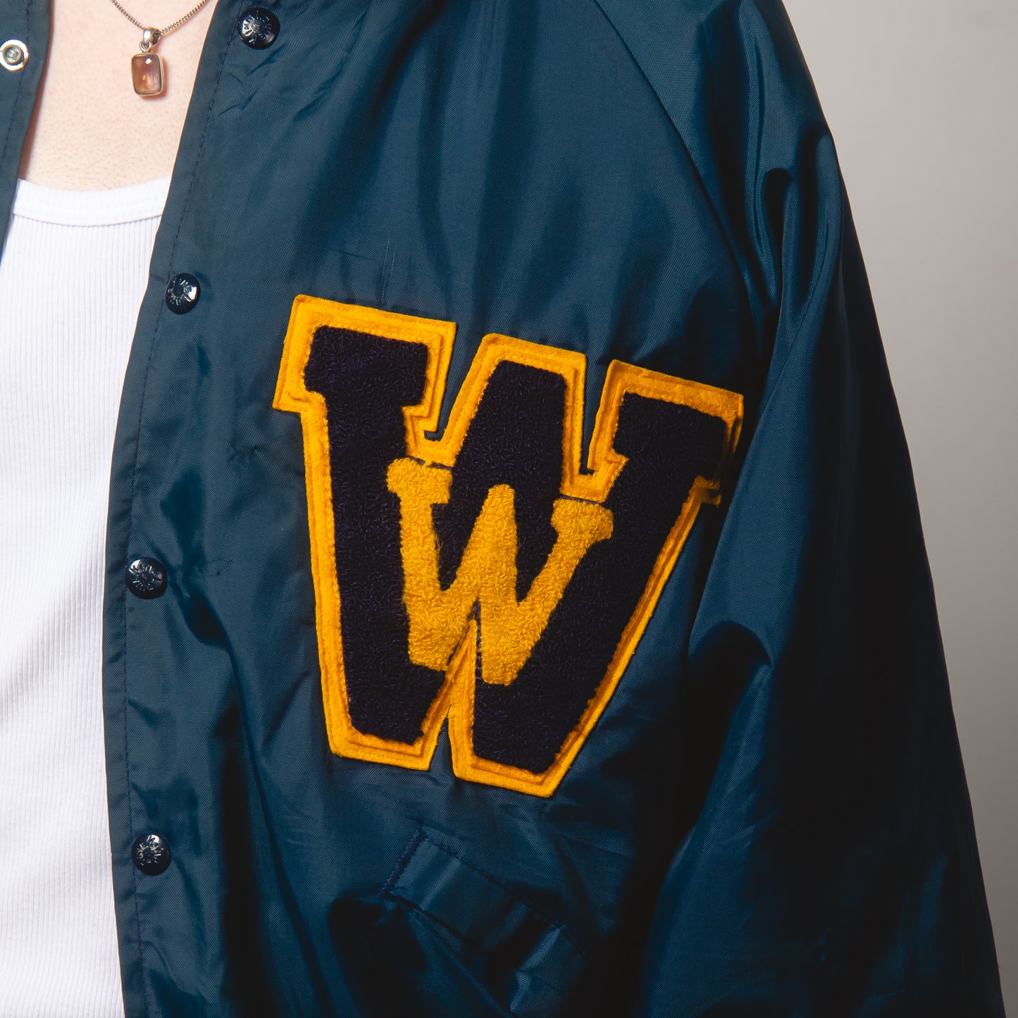 NAVY WOODS VARSITY JACKET XL