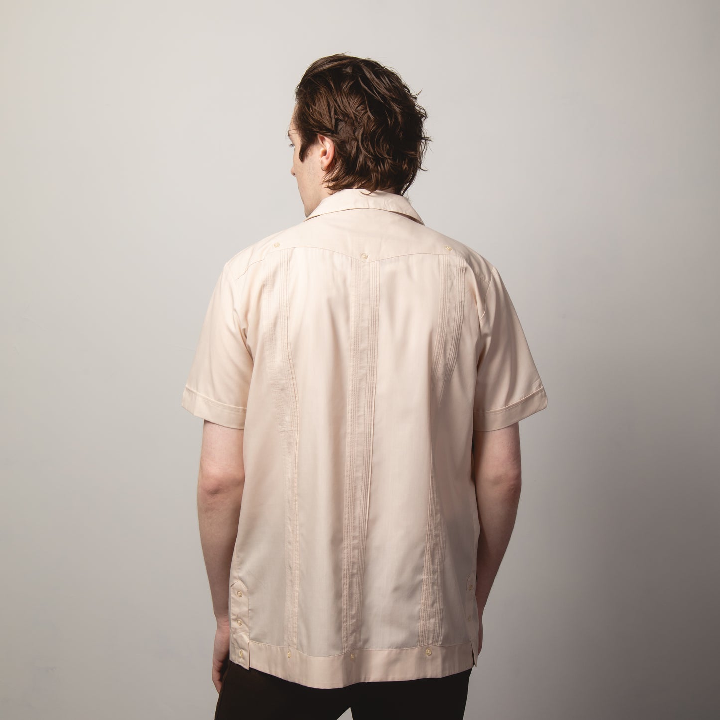 BEIGE & BROWN GUAYBERA SHIRT M